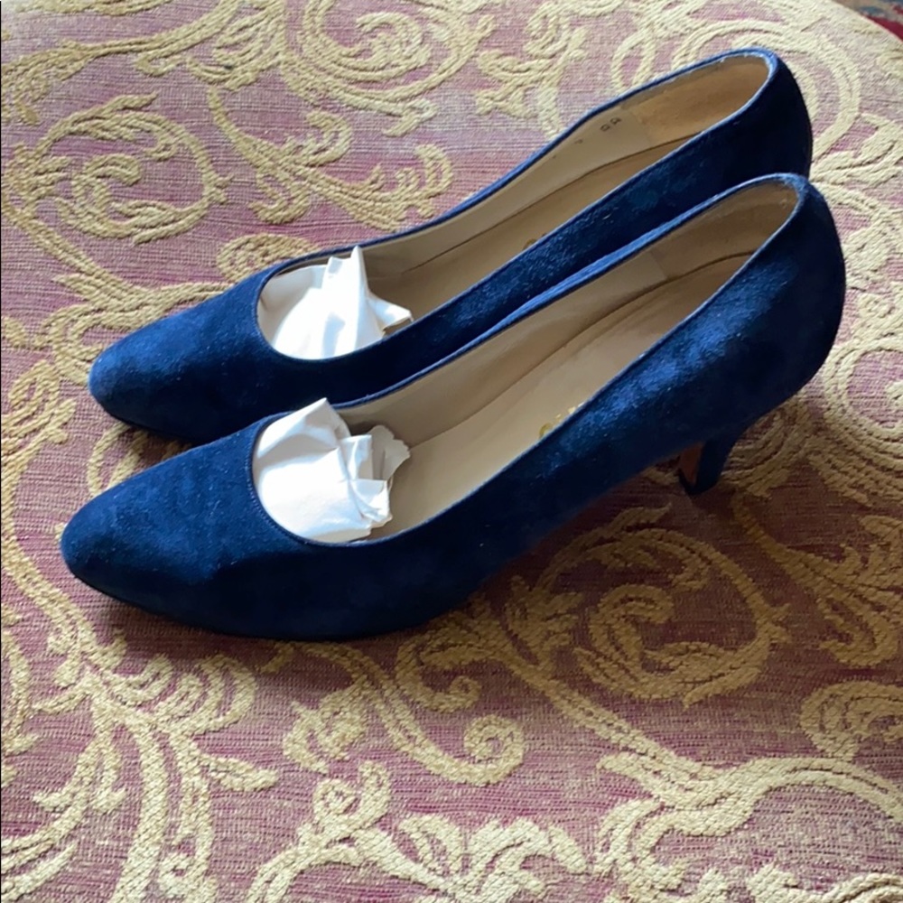 FerragamosNavy suede heels beautiful
